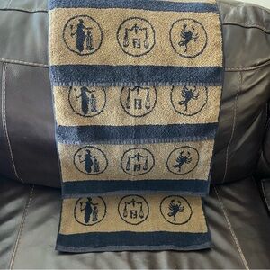 4 Vintage Fendi Black and Tan Zodiac Hand Towels